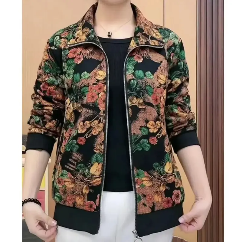 Áo Khoác Cho Mẹ TRUNG NIÊN, Quần Áo Mùa Thu Cho Nữ, Bó Sát, Phong Cách Hàn Quốc, Thường Ngày, Thanh Lịch, In Hình Hoang Dã, Áo Cardigan Thanh Lịch, Thích Hợp Cho Phụ Nữ 8