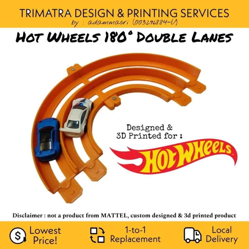 Hot Wheels 180 Degree Turn Track Double Lanes Hotwheels Builder Unlimited (Screws included)