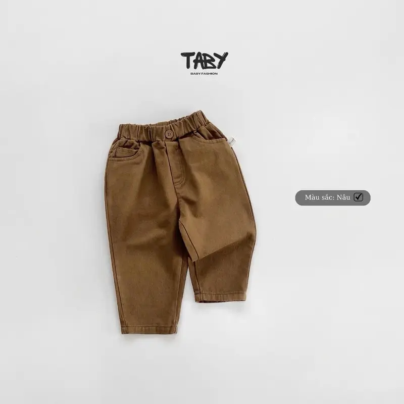[Taby] Quần dài kaki basic phối khuy, chất liệu kaki hàn cao cấp, form baggy che khuyết điểm cho bé 9-24kg 4666QDB 6