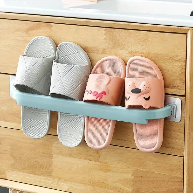 Product Introduction of 1pcs Extended Towel Rack Wall-Mounted Slipper Holder Bathroom Organizer With Multiple Storage Options Bathroom Accessories 15
