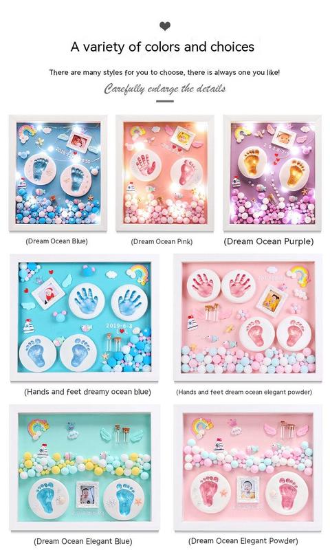 Product Introduction of Baby Hand and Foot Marks Fetal Hair Souvenir Diy Homemade Creative Newborn Baby Footprints Hand Print Photo Frame 10