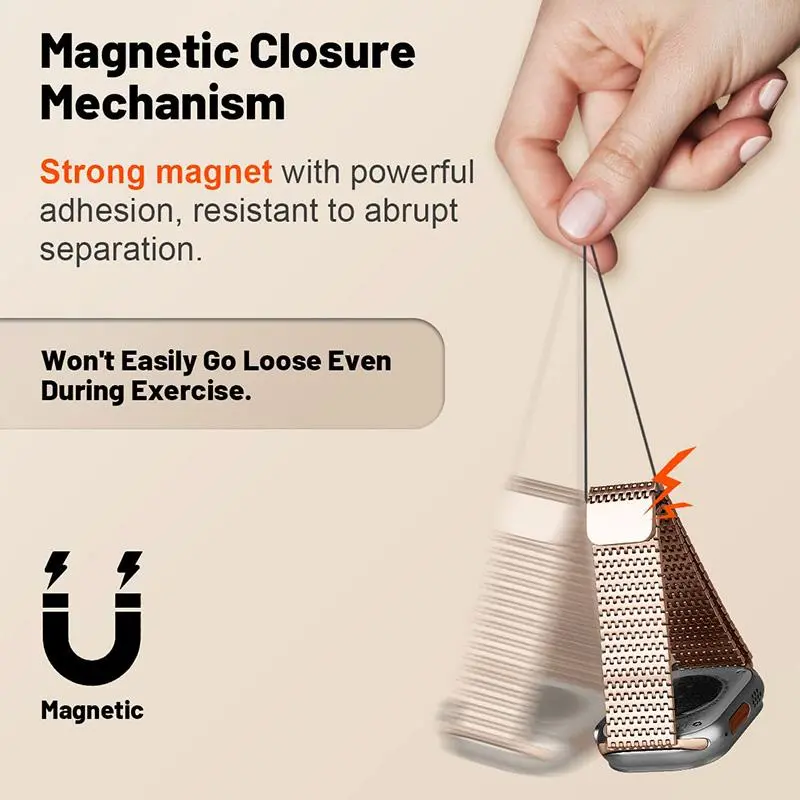 Stainless Steel Mesh Loop Magnetic Clasp Watch Band, Fashionable Watch Band for Apple Watch Series 9 8 7 6 5 4 3 2 1 SE SE2, Smart Watch Accessories, Wearable, Smartwatch Strap 2