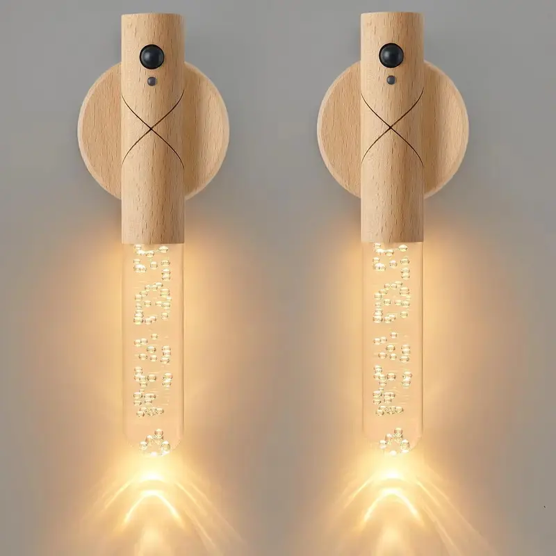LED Wood USB Night Light Magnetic Wall Lamp Kitchen Cabinet Closet light Home Staircase Bedroom Table Move Lamp Bedside Lighting  LED light