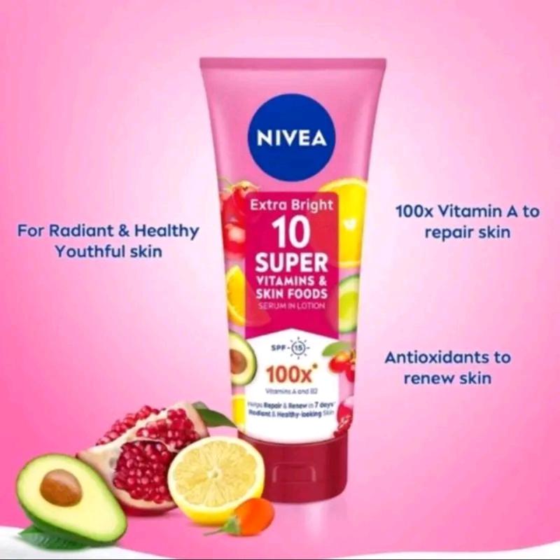 NIVEA EXTRA BRIGHT 10 SUPER VITAMINS & SKIN FOODS SERUM 180ML Semua Jenis Kulit 1