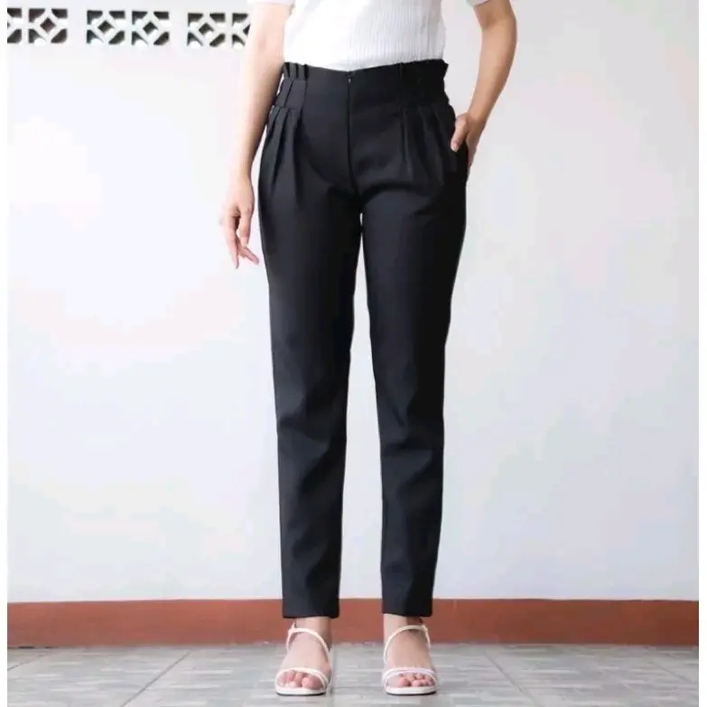 Celana Kerja Kantor Wanita Baggy Pants Highwaist Pinggang Karet Terbaru ||