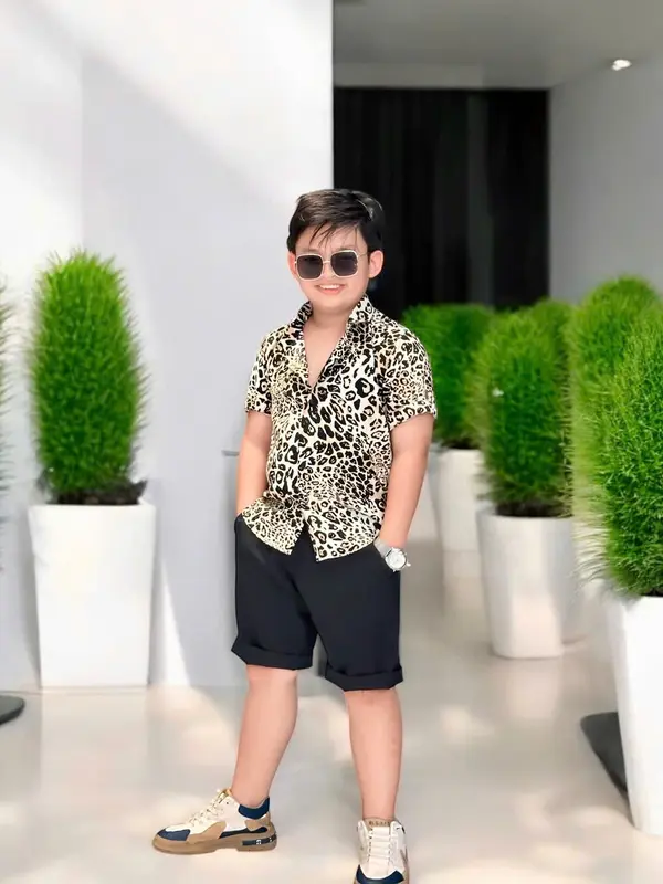 Bộ Quần Áo Sơ Mi Màu Beo Cho Bé Trai 12-52Kg 2