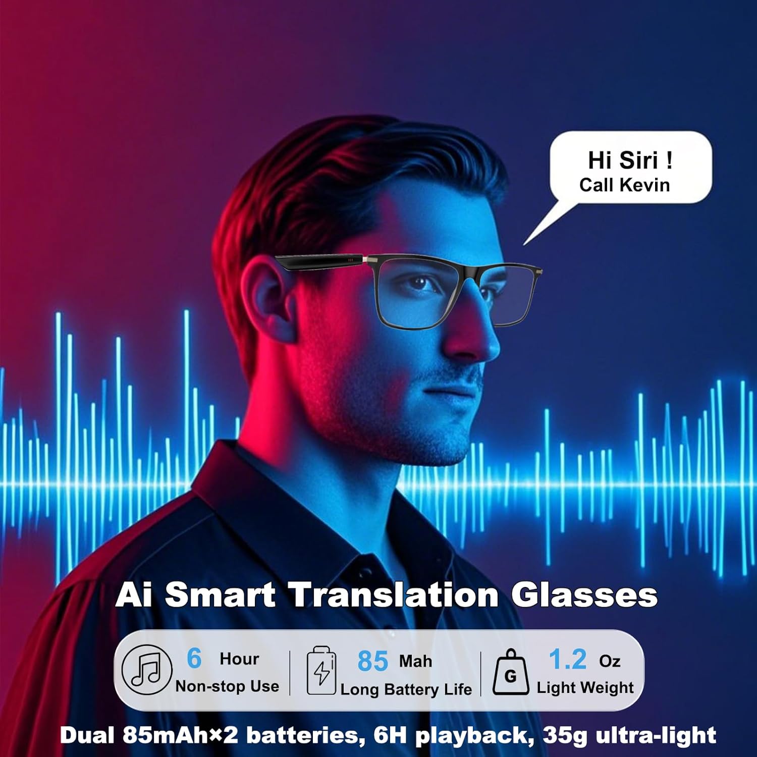 AI Translator Smart Glasses, Support 160+ Languages Translation, Stylish Audio Glasses, Photochromic Lens - Image 4
