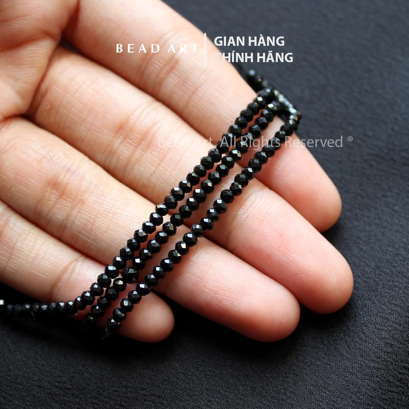 [5 Hạt/10 Hạt] 3x2MM Đá Spin.el Màu Đen Giác Cắt, Hợp Mệnh Thuỷ, Mộc, Đá Phối Vòng Tay Phong Thuỷ, Chuỗi Hạt - Bead Art 2