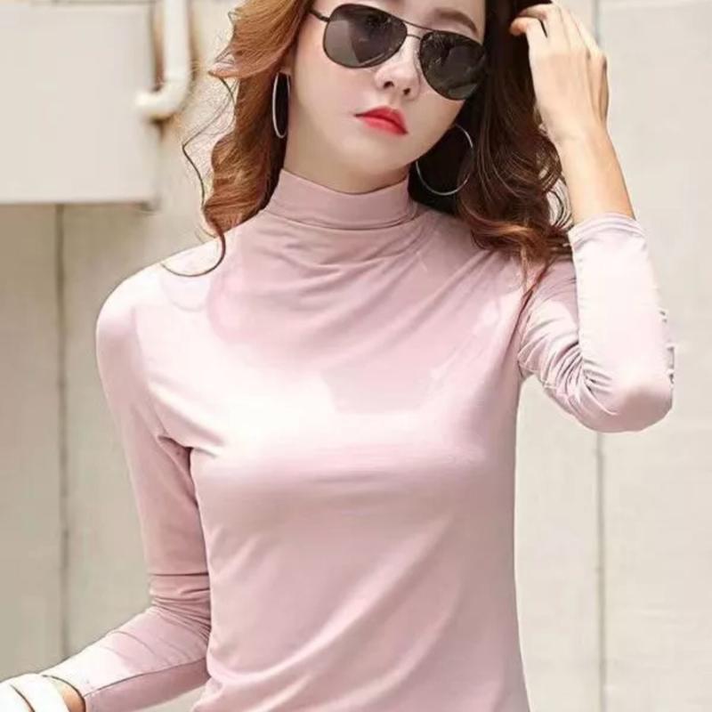 A-01 Áo giữ nhiệt Set 3 áo nữ cổ cao 5cm chất liệu thun lạnh chất mát thích hợp mặc mùa đông giữ ấm không gây nóng bí mùa hè chống nắng ,ủ kem Nữ Cotton Women Top Nhung Kem Voi Chun Pants