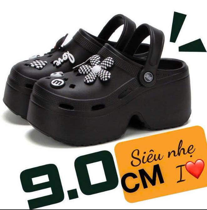 Giày Sục Đế Cao 9cm Tôn Dáng Siêu Nhẹ Thoáng Khí Êm Chân Trẻ Trung Tặng Kèm Charm Hot B63 Sục Xinh Dép Croos SỤC CROSS 1