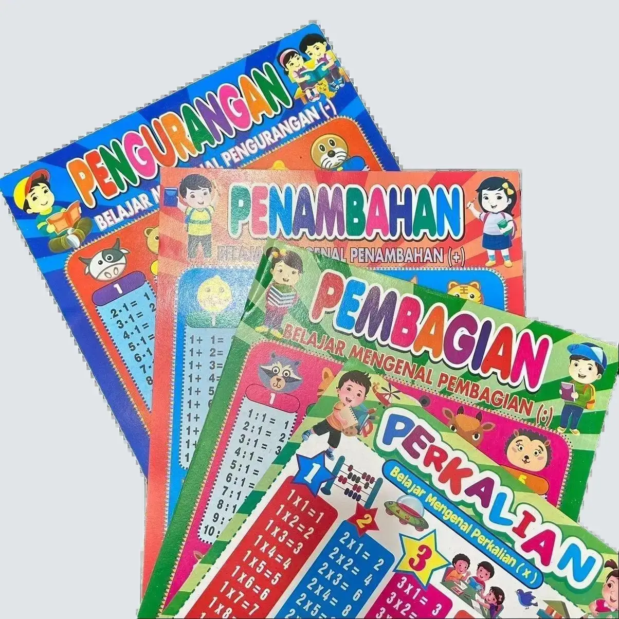 Paket 4 pcs Poster Perkalian/Penjumlahan/Pengurangan/Pembagian Belajar Edukasi anak