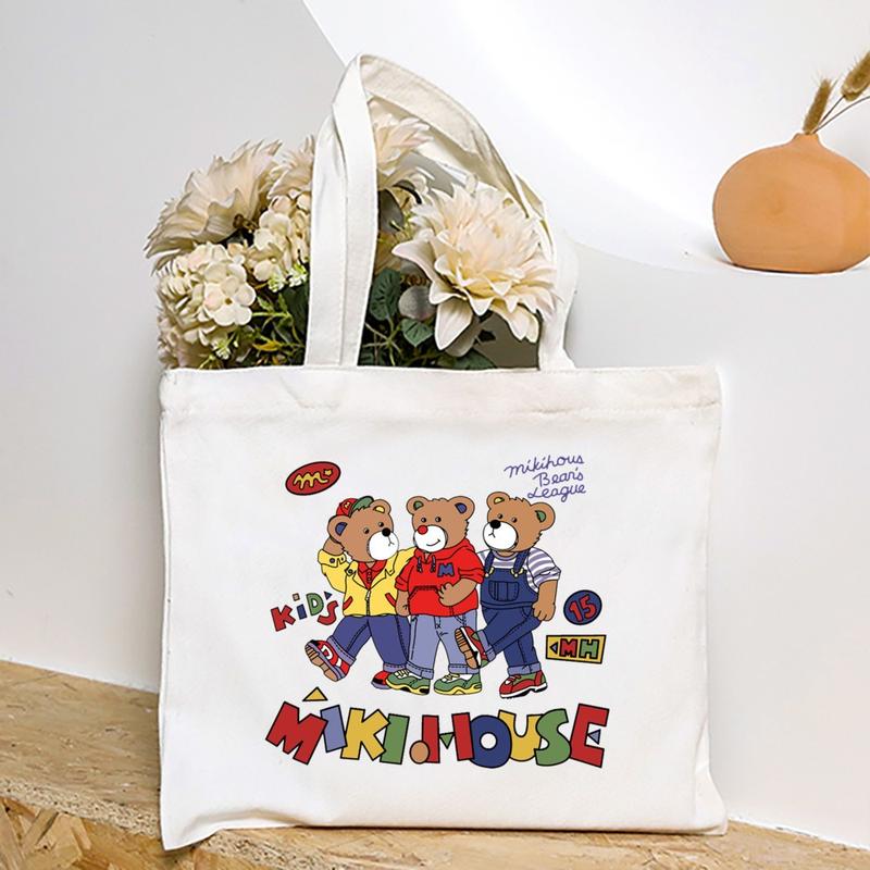 Product Introduction of Cute Cartoon Teddy Bear Printed Canvas Horizontal Handbag Fashionable Versatile One Shoulder Storage Bag 30