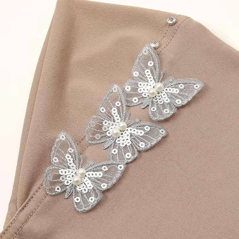 Product Introduction of Crystal Hemp Butterfly Nail Drill Instant Hijab Undercap Chin Part Solid Color Inner Cap Woman Muslim Caps Bonnet 5540cm 7