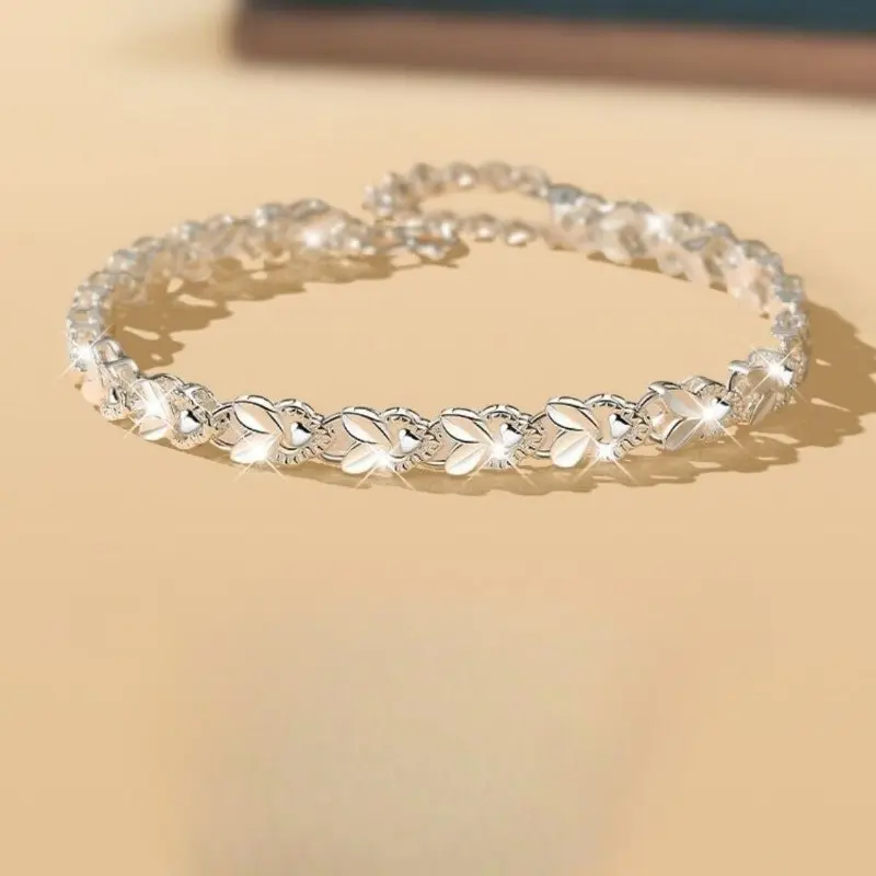 T3( Tặng lắc sò điệp ) Lắc tay hình thỏ 925  lấp lánh cực xinh 2