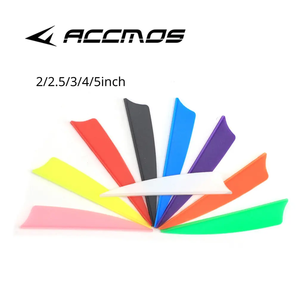 50PC 1.75/ 2/2.5/3/4/5inch TPU Arrow Feathers 9 Color Fletching Rubber Vane DIY