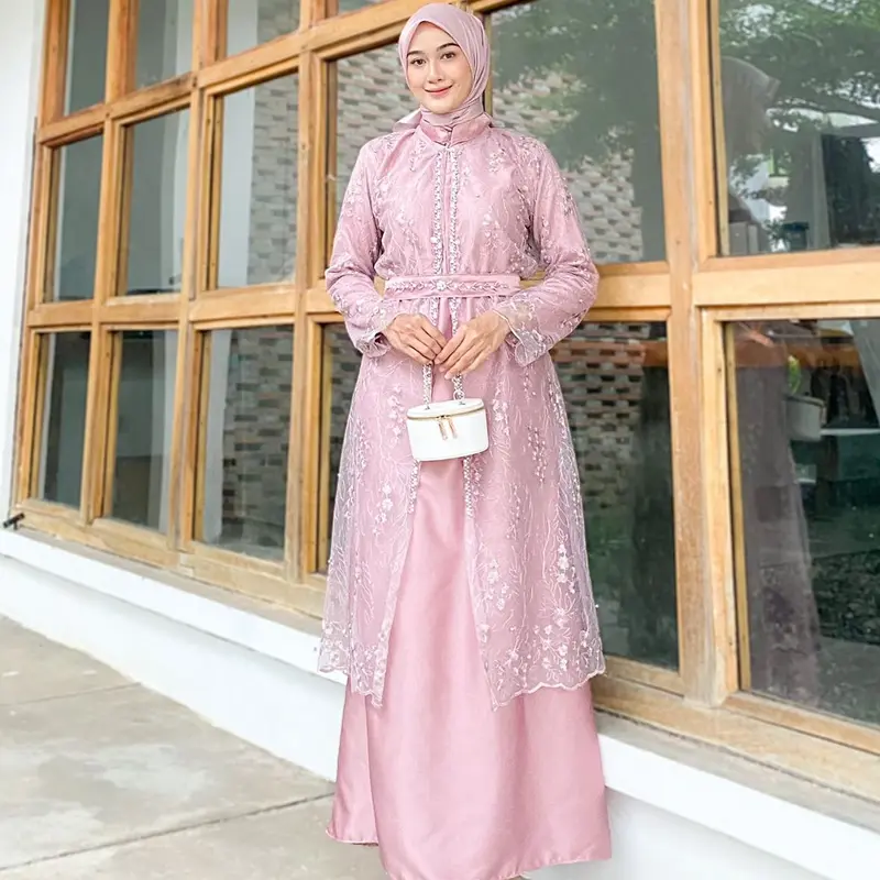 Julissa Dress Free Outer Brokat Tille Mutiara Rompi Kondangan Gamis Pesta Polos 4