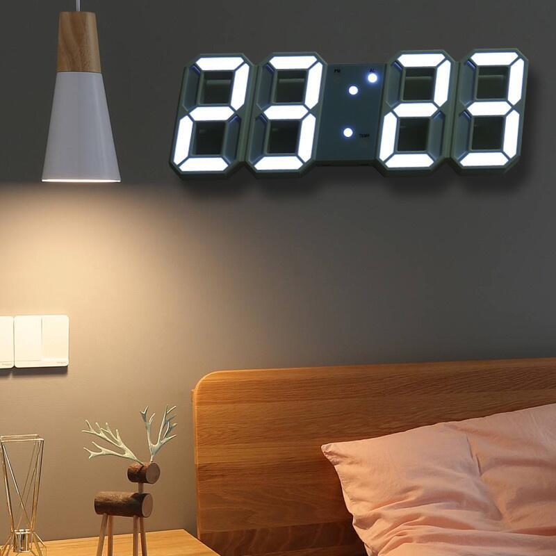 3D LED Digital Large Wall Clock Modern Glowing USB Table Watch Home Living Room Date Temperature Calendar Alarm Decorative Clocks 3