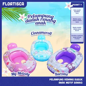 Floatisca Pelampung Ban Renang Duduk Bayi Swim Trainer Anak Ring Safety Baby Boat Motif Sanrio Kuromi