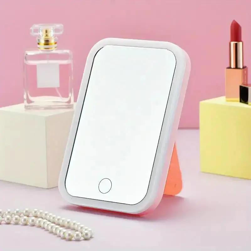Portable Square Mirror with Led Light, Self Standing Makeup Mirror, Desktop Mirror, Room Mirror for Home, Modern Makeup Mirror, Vanity Mirror, Durable 8