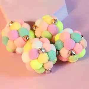 Bola Lonceng Bel Mewah Mainan Kucing Berwarna hewan peliharaan Warna Warni Cat Toys