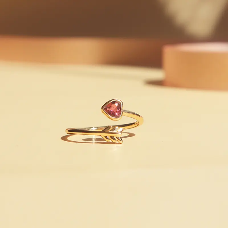 2022 New Tide S925 Pure Silver Powder Tourmaline Ring Female Niche Light luxury opening can adjust the ring ring