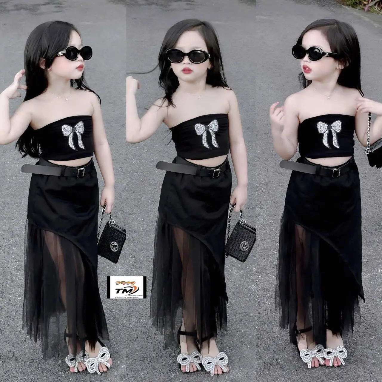 Sét 3 chi tiết sành điệu sang chảnh cho bé Gái đủ sz 9-35kg Kem
