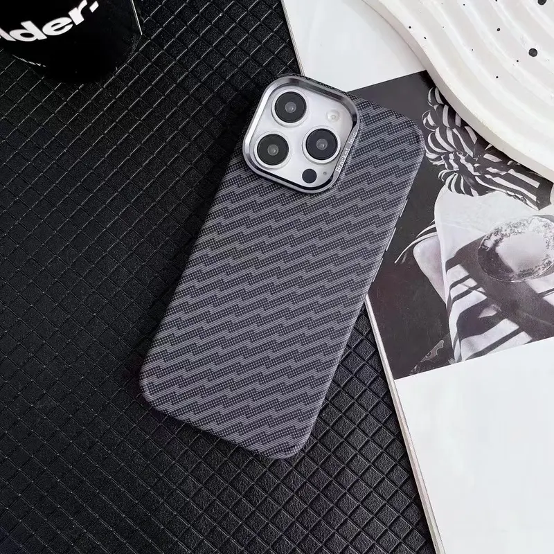 Magnetic Phone Case with Lens Holder Support Wireless Charging, 1 Count Faux Leather Phone Case, Phone Accessories for iPhone 16 15 14 13 12 Pro Max, Cover, Protector, Protective, Checkerboard 5