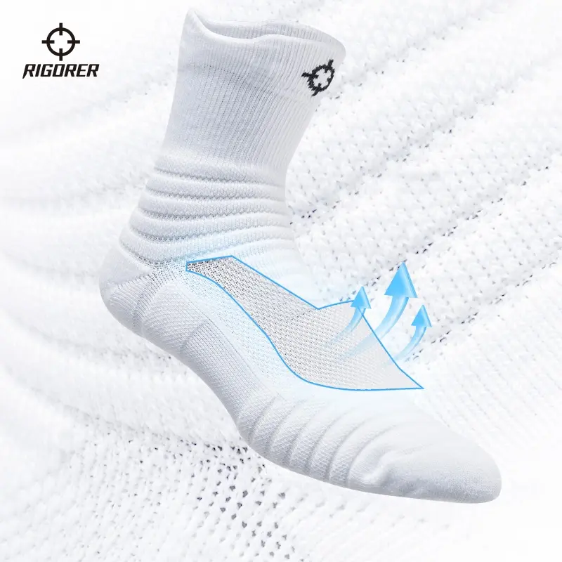 RIGORER Basketball Socks Anti slip High cut Breathable Men's Sports Socks Towel Bottom Antibacterial Elite Socks Outdoor Basketball Training Socks