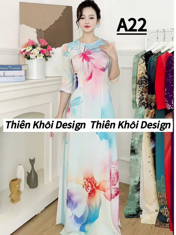 Áo Dài Lụa Cao Cấp Nữ in Họa Tiết 6D Mới 2025_ Mã A22 0