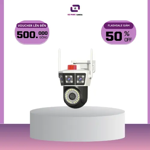 [ Bảo hành 12 tháng] Camera Yoosee Q56S- 4 mắt 3khung hình- Xoay 360 độ ngang- 120 độ dọc- Chống nước chống mưa-  Đàm thoại gọi điện 2 chiều- Hình ảnh 15.0 mpx nhìn siêu nét- Trợ sáng ban đêm có màu rõ nét như ban ngày- Hải Phong Camera