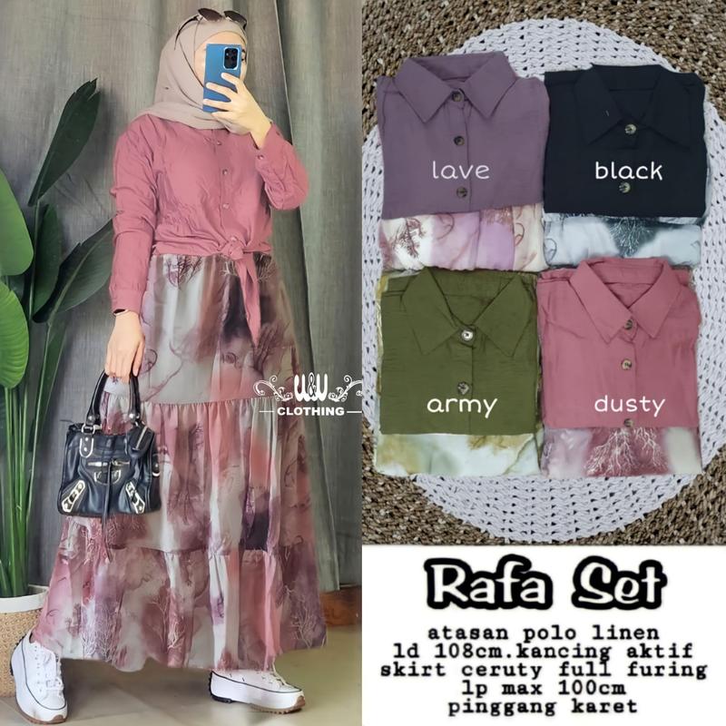 Setelan Terbaru Rafa Set Atasan polo Linen/Bawahan Ceruty LD - Main Image
