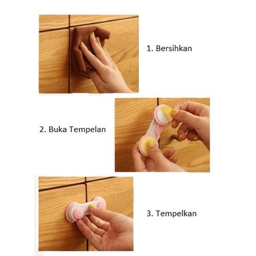 Kait Pengaman laci pintu lemari serbaguna dengan perekat Plastik Bayi 5