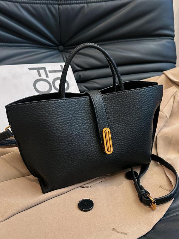 Women's Solid Color Shoulder Bag, Fashionable PU Leather Crossbody Bag for Daily Used, Casual Trendy Versatile High-quality Daily Commuting Bag 2