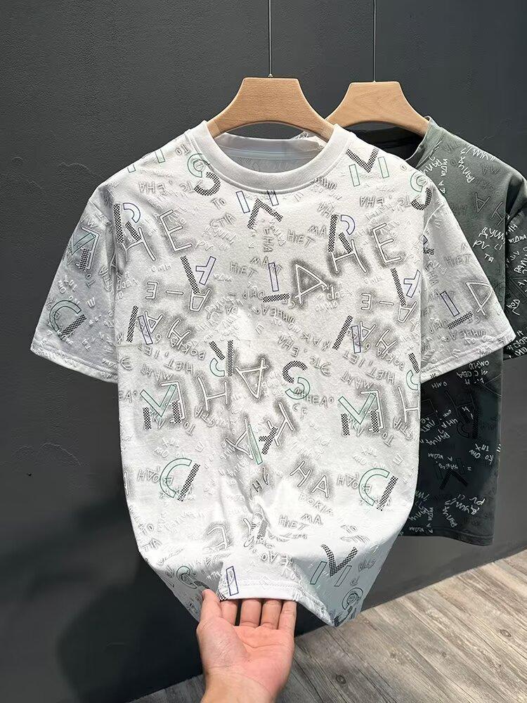 Product Introduction of Áo Thun ngắn Tay Thương Hiệu Thời Trang Nam, Dáng Rộng Vừa Vặn, Tay Lửng Áo, Hàng Mới Về 2024, Thời Trang Người Nổi Tiếng Trên Internet, Phong Cách Ins, Áo In Đơn Giản Menswear Cổ Tròn 14
