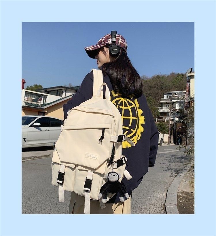 Product Introduction of Schoolbag Male High School Student Ins Fashion Cool Campus Backpack Female College Student Simple Large Capacity Backpack Korean Style 2024 23