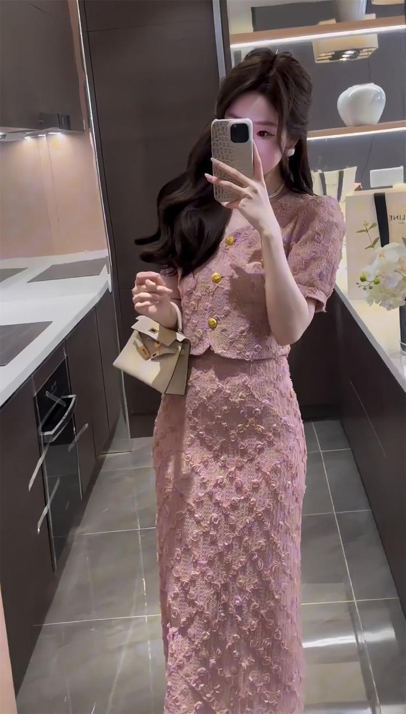 Product Introduction of Classic Style Graceful and Fashionable Suit Skirt Summer Design Short Top High Waist Slim Skirt Two-Piece Suit Fashion 3