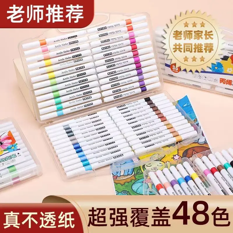 Bút Đánh Dấu Acrylic 48 Màu, Chính Hãng, Đóng Hộp, Thích Hợp Cho Nghệ Thuật Trẻ Em Và Học Sinh, Đặc Biệt Có Thể Xếp Chồng, Không Trong Suốt, Chống Thấm Nước, 60 Bán Chạy, Năm 2024 4