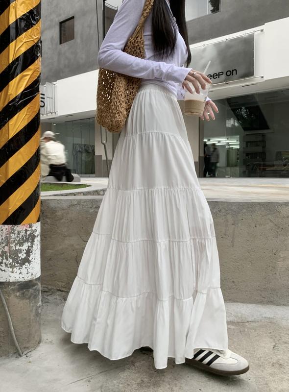 Product Introduction of Skirt Berlapis, Pinggang Tinggi, Untuk Wanita, Musim Bunga 2024 Ketibaan Baru, Lembut dan Elegan, Gaya Liar, Labuh Besar, Skirt Payung, Pakaian Garis A 11