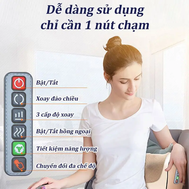 Máy Massage Cổ Vai Gáy Hồng Ngoại 20 Bi Xoay, Gối Matxa Đa Năng 3 Cấp Độ Có Đảo Chiều 6