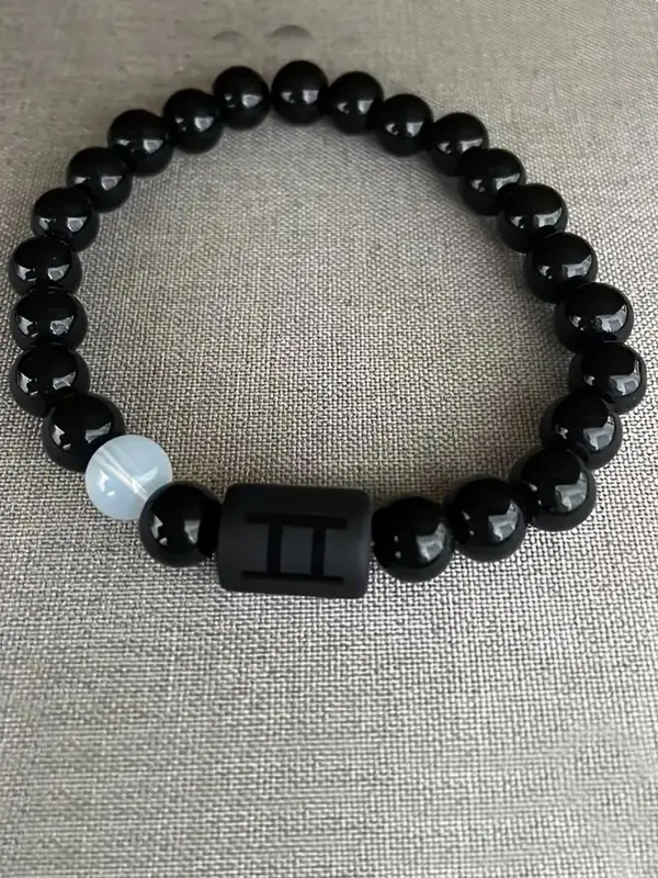 12 Constellation Charm Bracelet, Accessories for Men, Galaxy Glass Stone Beaded Bracelet for Men & Women, Versatile Accessories for Daily Wear, Trendy Matching Jewelry As Gift 4