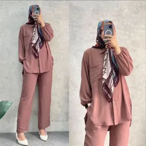 Setelan Amanda Busui Cringkle Airflow | One Set Kemeja Amanda Crinkle | Set Krinkel Wanita Kekinian Busui