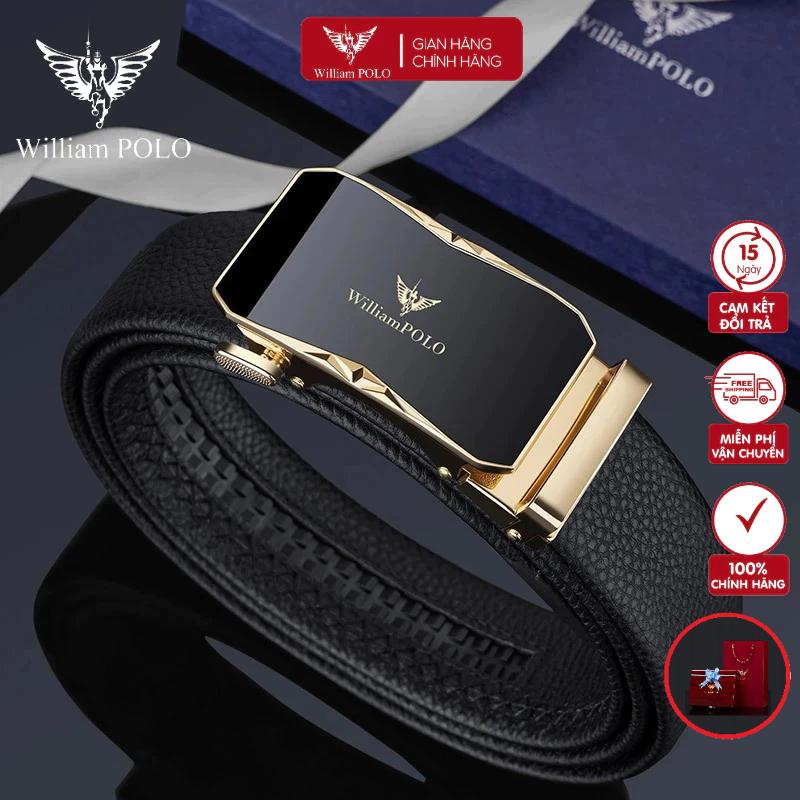 WilliamPOLO Thắt Lưng Nam Da Bò Thật Cao Cấp WP792 Hộp Gỗ Quà Tặng Sang Trọng & Lịch Lãm Dài 125cm Rộng 3.5cm Chất Liệu Da Mềm 3 Lớp Khóa Kim Loại Cao Cấp