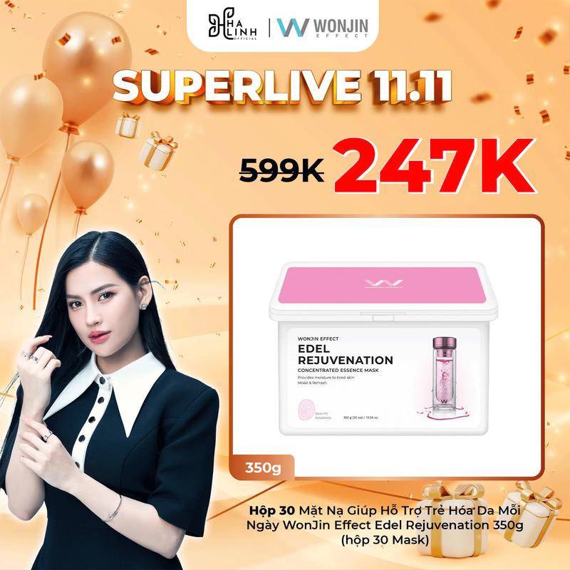 [CFV Võ Hà Linh x WonJin] Hộp 30 Miếng Mặt Nạ Giúp Truyền Dịch Hỗ Trợ Trẻ Hóa Da Wonjin Effect Edel Rejuvenation 350g (hộp 30 Mask)