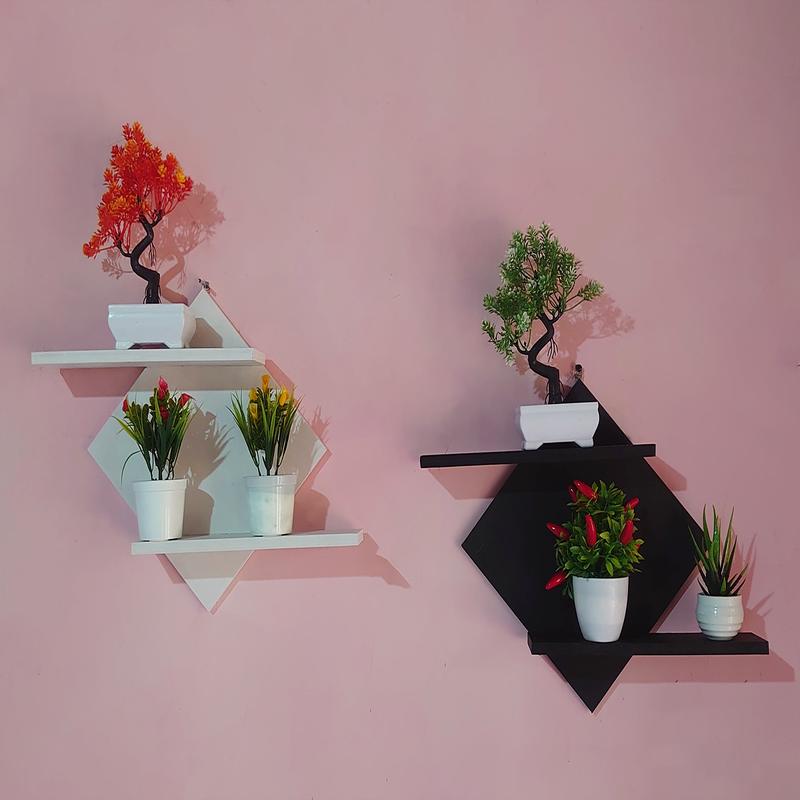 Hiasan Dinding, Rak Dinding Bunga Minimalis Model Diagonal 2