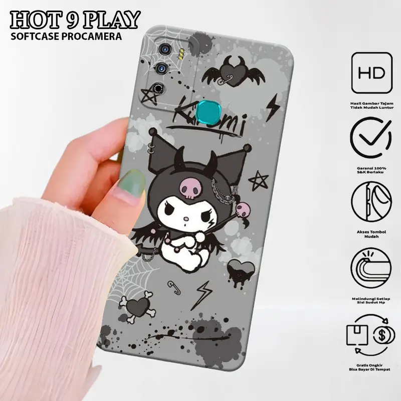 Case Hp Infinix Hot 9 Play Motif Kuromi - Silikon - Kesing - Case  - Softcase - Cover - Cover Hp 3