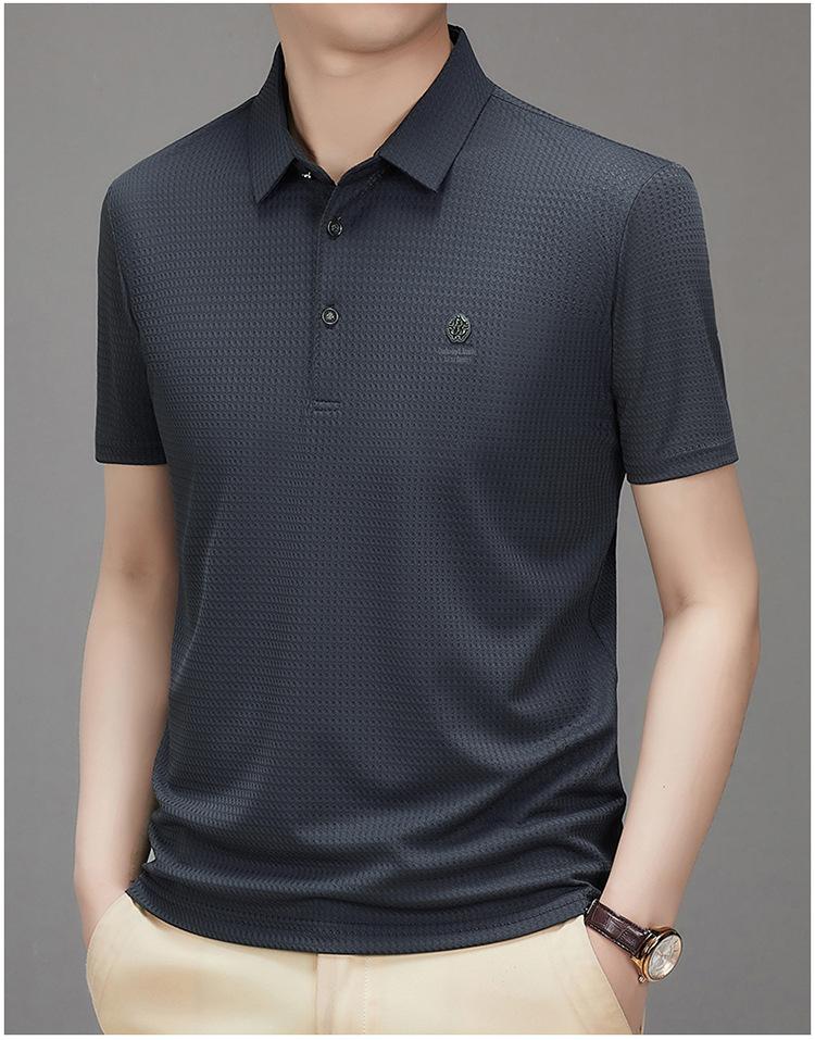 Product Introduction of Men's Polo Shirt, New Collection, Wrinkle-Free Ice Silk Material, Summer Business Collar, High Elastic, Breathable, Premium Ice Feel T-Shirt 11