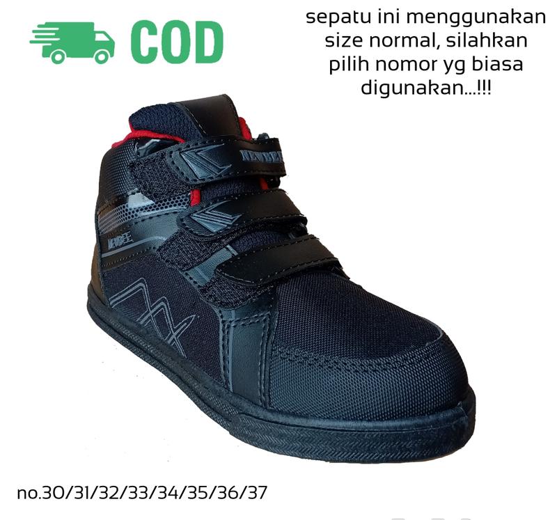 Sepatu Sekolah Anak  Perempuan Cewek Cowok Warna Hitam Murah Tali Perekat Rekat Velcro Kecil Tanggung Umur Usia PAUD TK SD SMP SMA Kelas 1 2 3 4 5 6 7 8 9 0 Tahun.TKTK02 Putih Bayi Laki-Laki 4