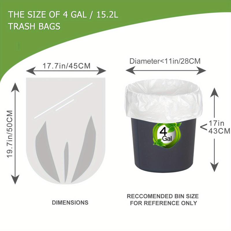 4 Gallon Trash Bag Strong, Leakage-free, Small Garbage Bags Unscented Thick for Home Bathroom, Office, Kitchen Small Trash Can, 15l, 100 Bags 1