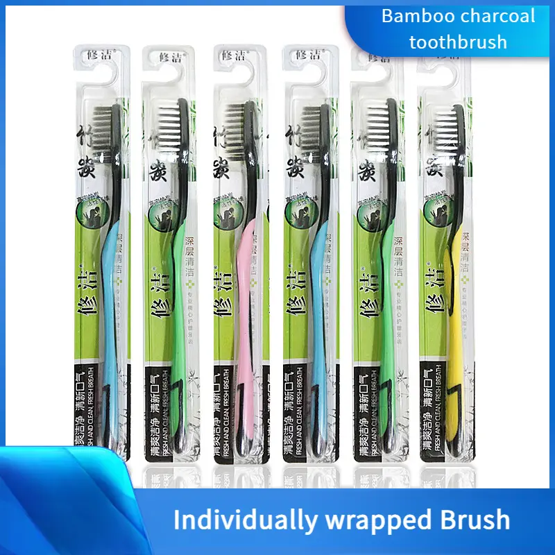Bamboo Charcoal Toothbrush Set | Soft Bristles (Adult) - Eco-Friendly & Gentle | Sealed package