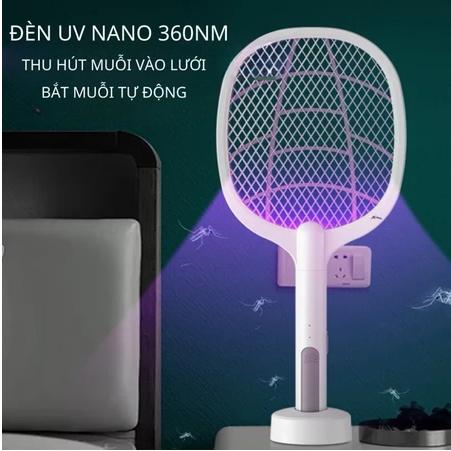 [Loại 1] Vợt Muỗi Tự Động Kiêm Đèn Bắt Muỗi 3 In 1 Tự Động Sạc Tích Điện, Vợt Bắt Muỗi Thông Minh, Máy Bắt Muỗi 5